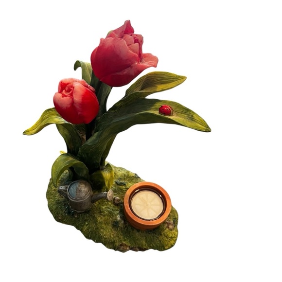 Yankee Candle Tart Wax Warmer Tulip Garden Lady Bug No Warmer W/Tag Discontinued - Picture 2 of 11